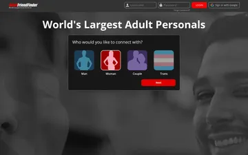 Captura de pantalla del sitio web de AdultFriendFinder