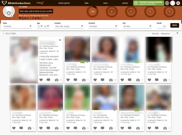 Captura de pantalla del sitio web de AfroIntroductions