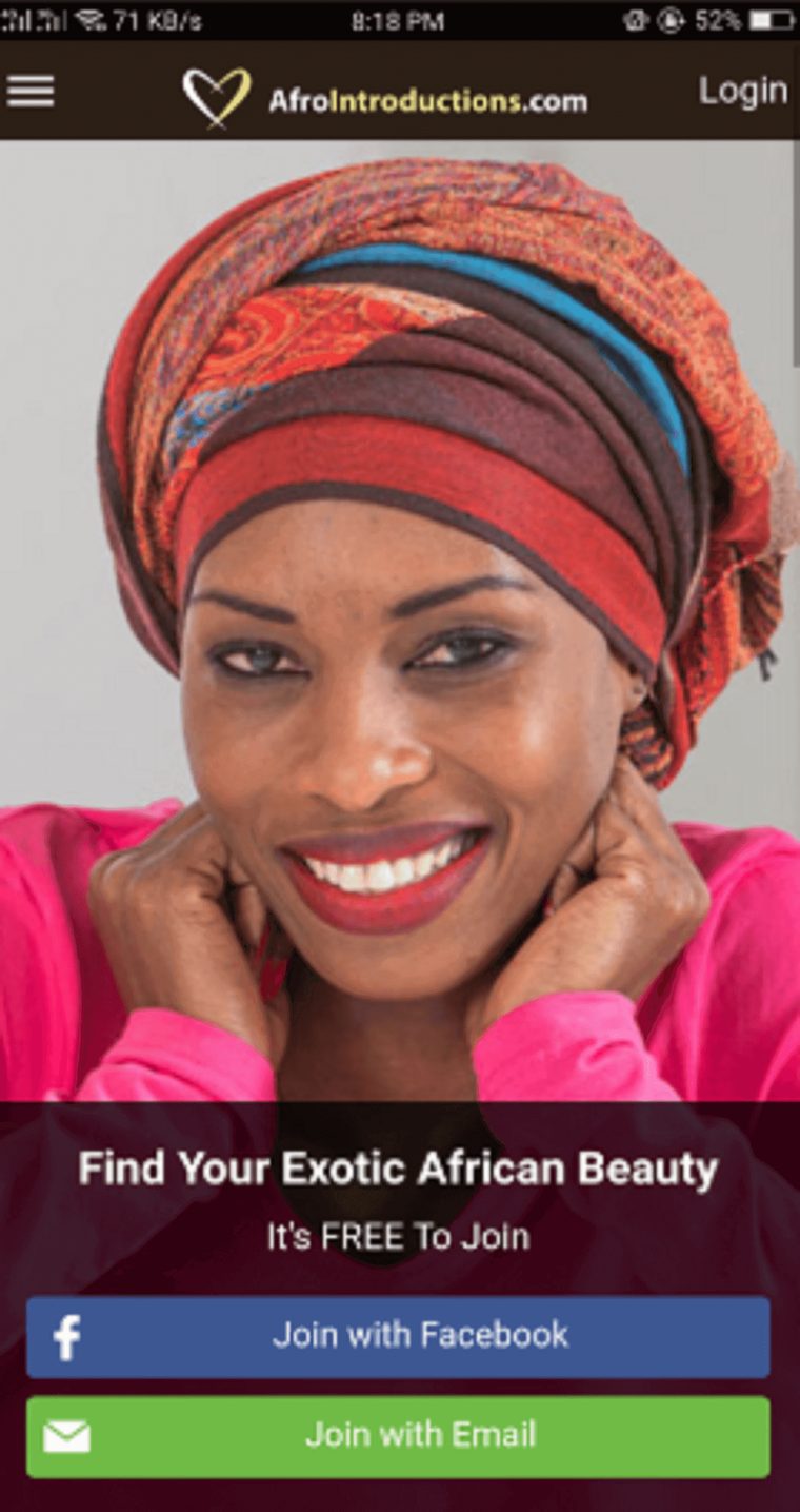 app móvil de Afro Introductions