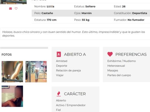 perfil en página para contactos amigos con derechos com