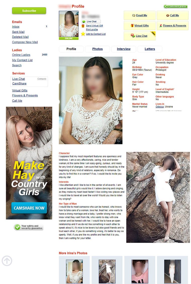Perfil femenino de AnastasiaDate