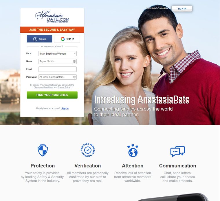Registro en AnastasiaDate