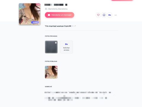 Perfil mujere en la web de citas sexuales Ashley Madison