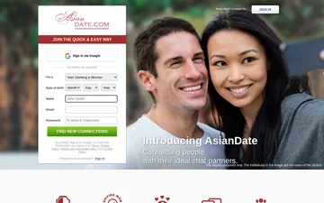 Captura de pantalla del sitio web de AsianDate