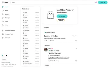 Captura de pantalla del sitio web de Boo