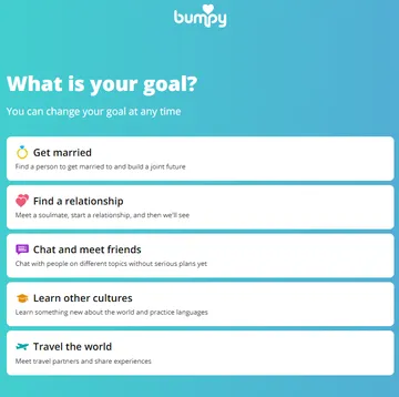 Captura de pantalla del sitio web de Bumpy