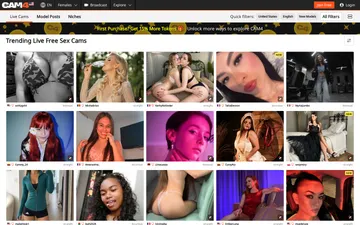Captura de pantalla del sitio web de CAM4