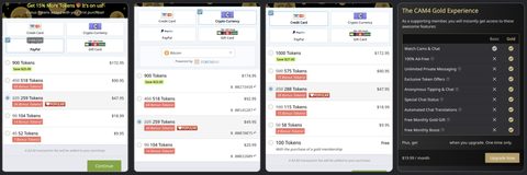Captura de pantalla de los precios de CAM4