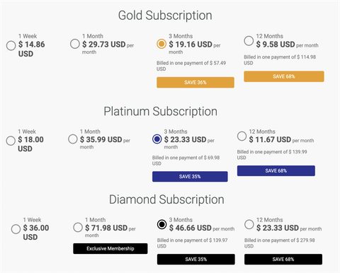 Captura de pantalla de los precios de CaribbeanCupid