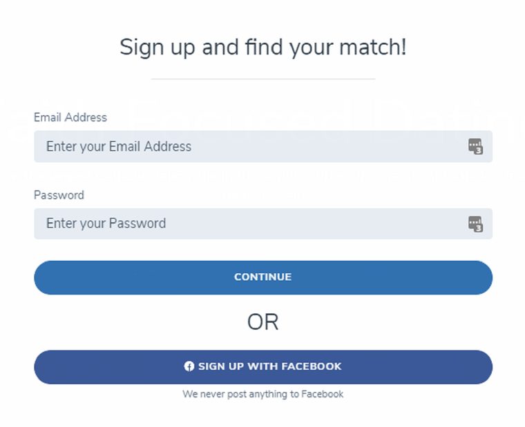 Formulario de registro de Catholic Match