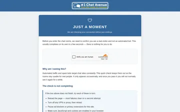 Captura de pantalla del sitio web de Chat Avenue