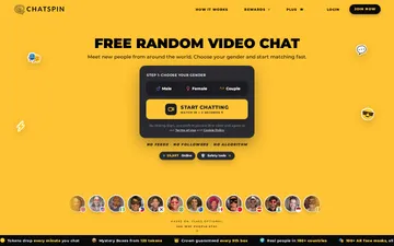 Captura de pantalla del sitio web de Chatspin
