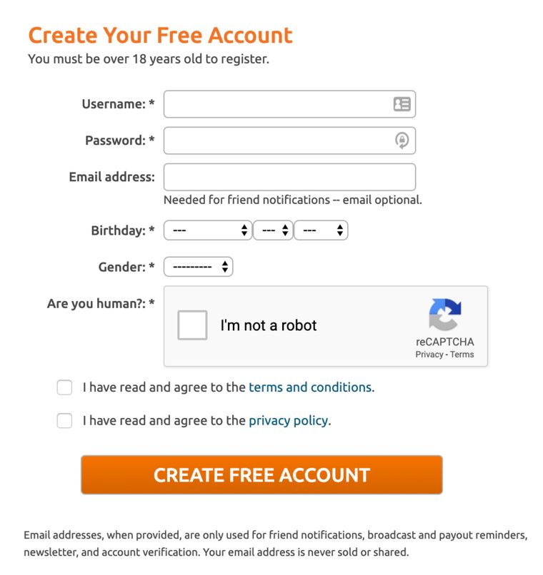 Registro en Chaturbate