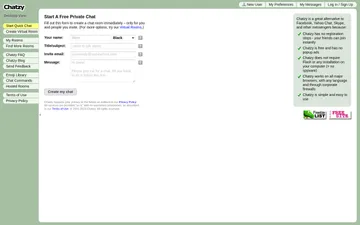 Captura de pantalla del sitio web de Chatzy