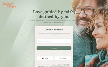 Captura de pantalla del sitio web de ChristianMingle