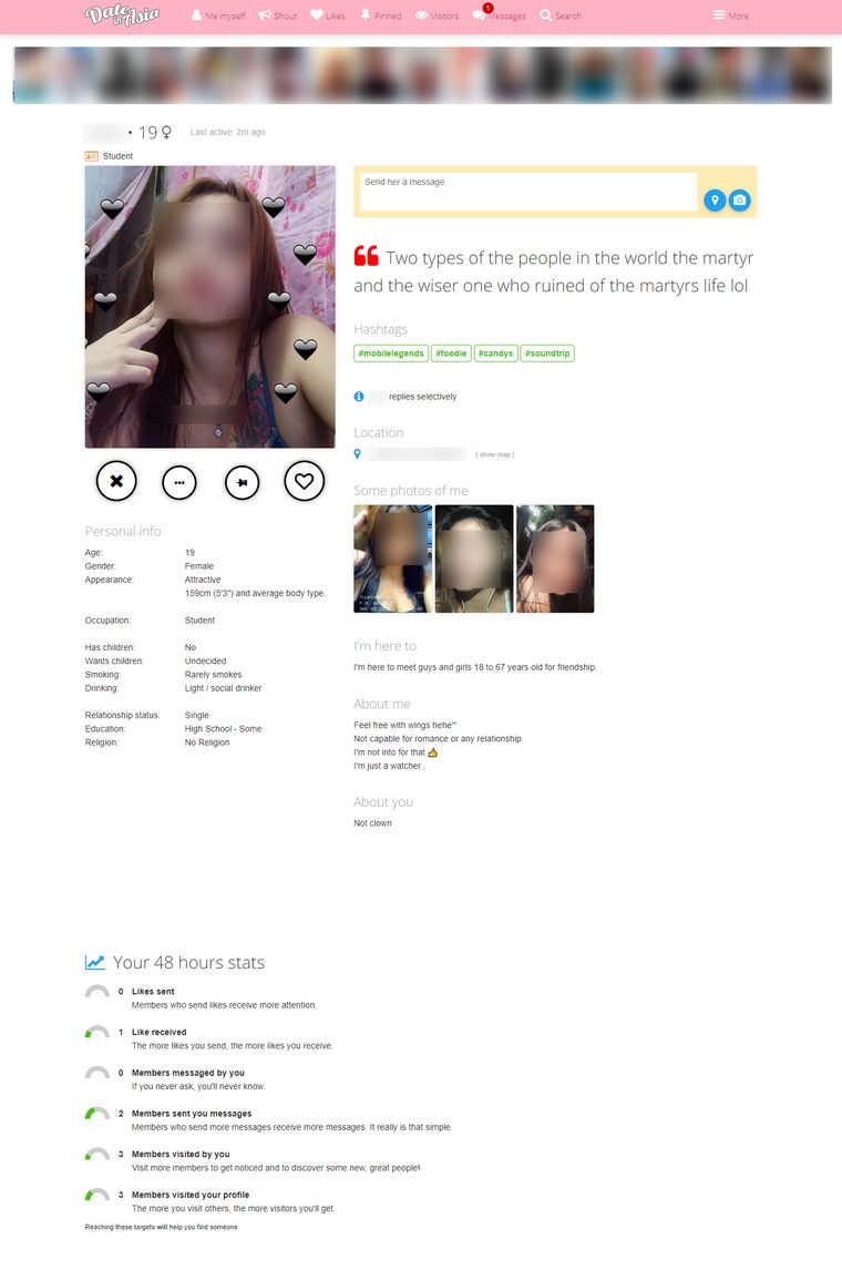 Perfil femenino de DateinAsia