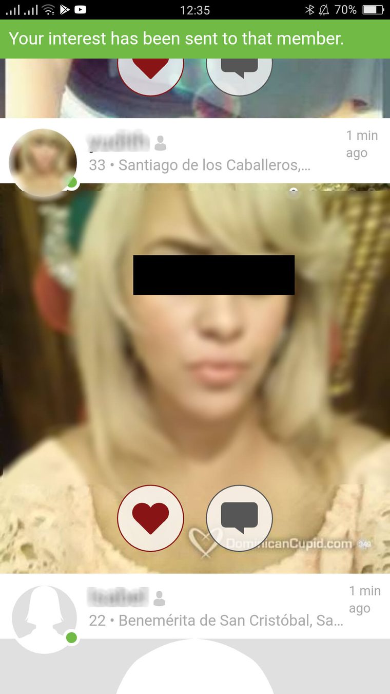 Búsqueda en la app de DominicanCupid