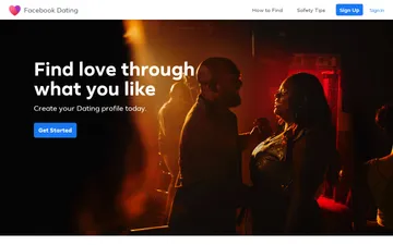Captura de pantalla del sitio web de Facebook Dating