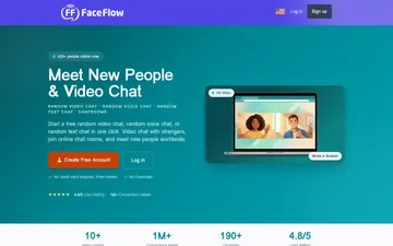 Captura de pantalla del sitio web de FaceFlow