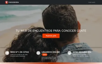 Captura de pantalla del sitio web de Fuego de Vida