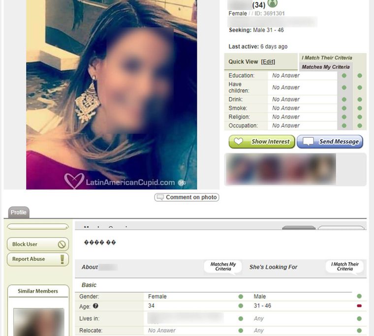 Perfil femenino de LatinAmericanCupid