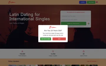 Captura de pantalla del sitio web de LatinLove