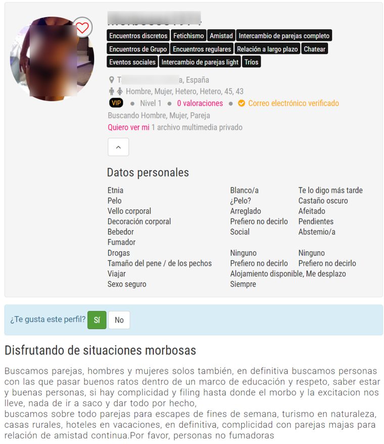 perfil pareja liberal en la web de contactos liberalesyswingers