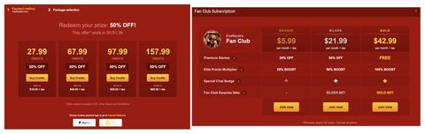 Captura de pantalla de los precios de LiveJasmin