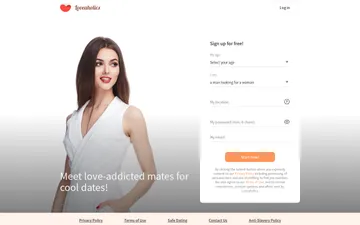 Captura de pantalla del sitio web de Loveaholics