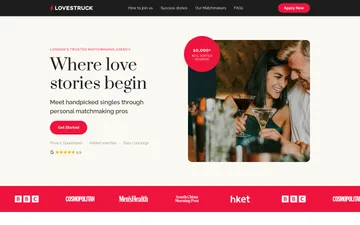 Captura de pantalla del sitio web de Lovestruck
