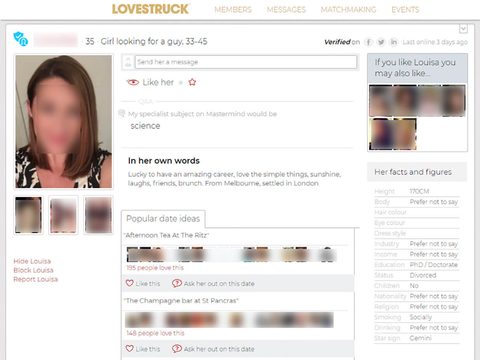 Perfil femenino de Lovestruck