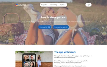Captura de pantalla del sitio web de Lovoo