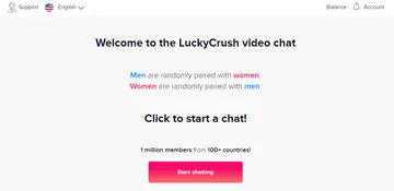Captura de pantalla del sitio web de LuckyCrush