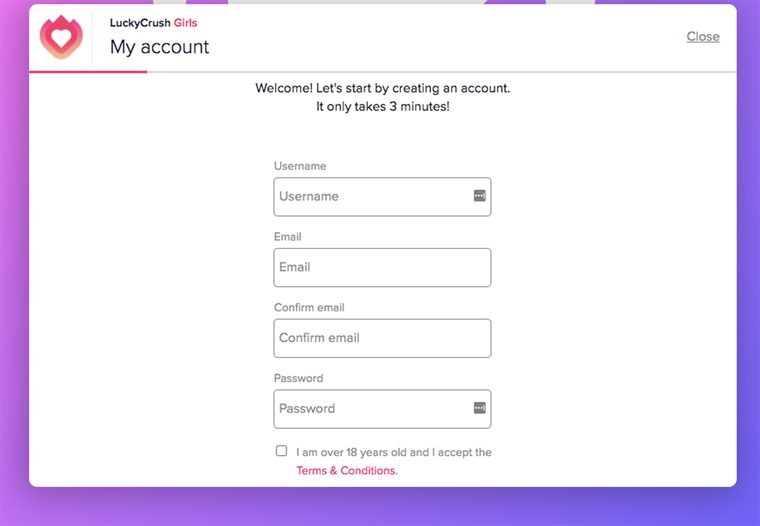 Registro en LuckyCrush