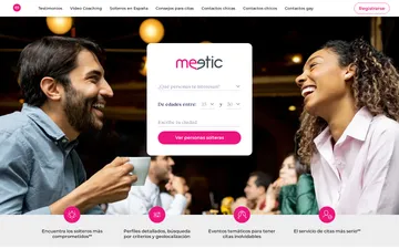 Captura de pantalla del sitio web de Meetic