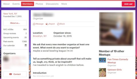 Perfil de Meetup