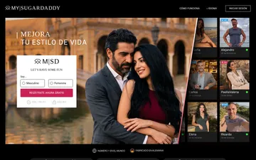 Captura de pantalla del sitio web de MySugardaddy