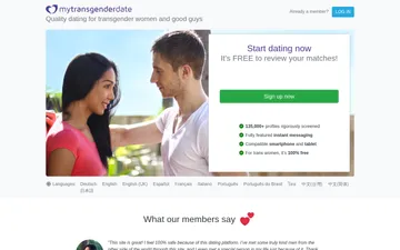 Captura de pantalla del sitio web de My Transgender Date