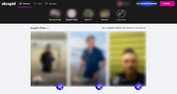Captura de pantalla del sitio web de OkCupid