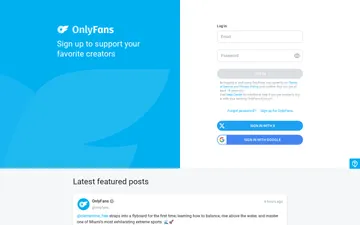 Captura de pantalla del sitio web de OnlyFans