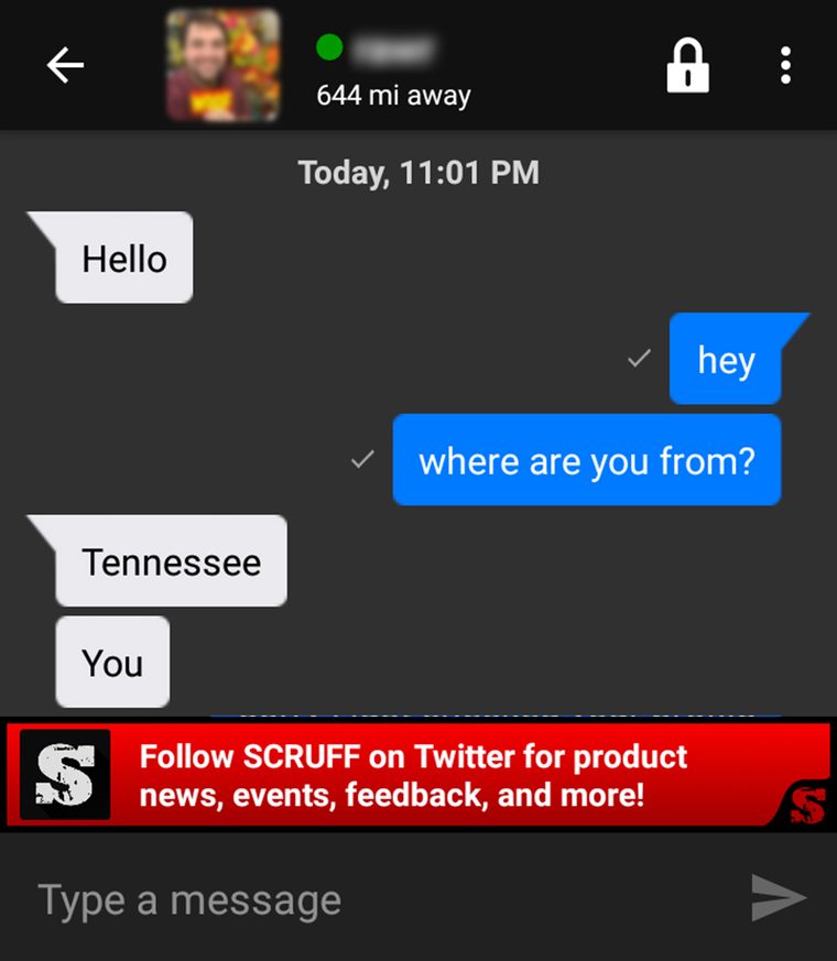 mensaje en Scruff