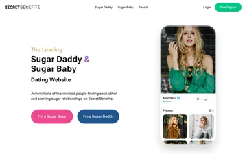 Captura de pantalla del sitio web de Secret Benefits