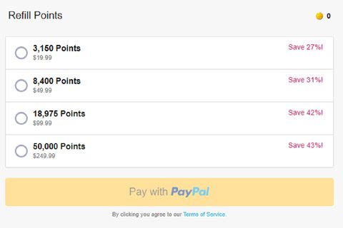 Captura de pantalla de los precios de Skout
