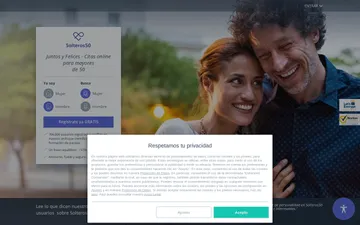 Captura de pantalla del sitio web de Solteros50