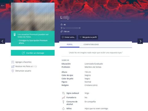 Perfil en página para buscar pareja senior Solteros50