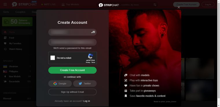 registro en stripchat