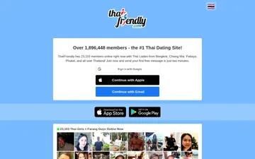 Captura de pantalla del sitio web de ThaiFriendly