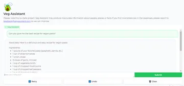 Captura de pantalla del sitio web de Veggly
