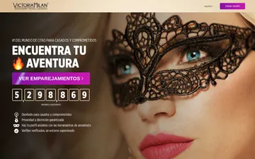 Captura de pantalla del sitio web de Victoria Milan