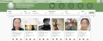 Captura de pantalla del sitio web de VietnamCupid